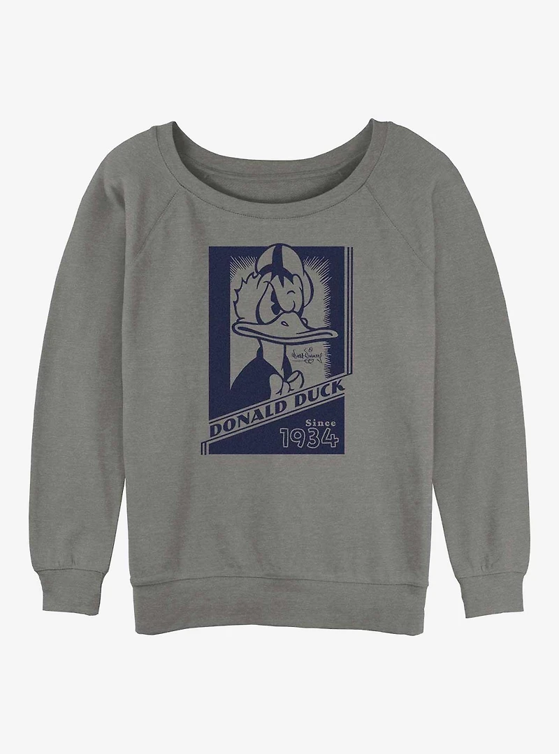Disney100 Donald Duck Since 1934 Womens Slouchy Sweatshirt