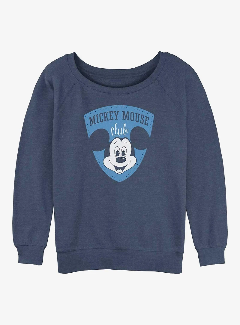 Disney100 Mickey Mouse Club Shield Womens Slouchy Sweatshirt