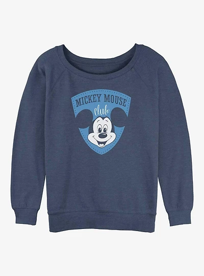 Disney100 Mickey Mouse Club Shield Womens Slouchy Sweatshirt
