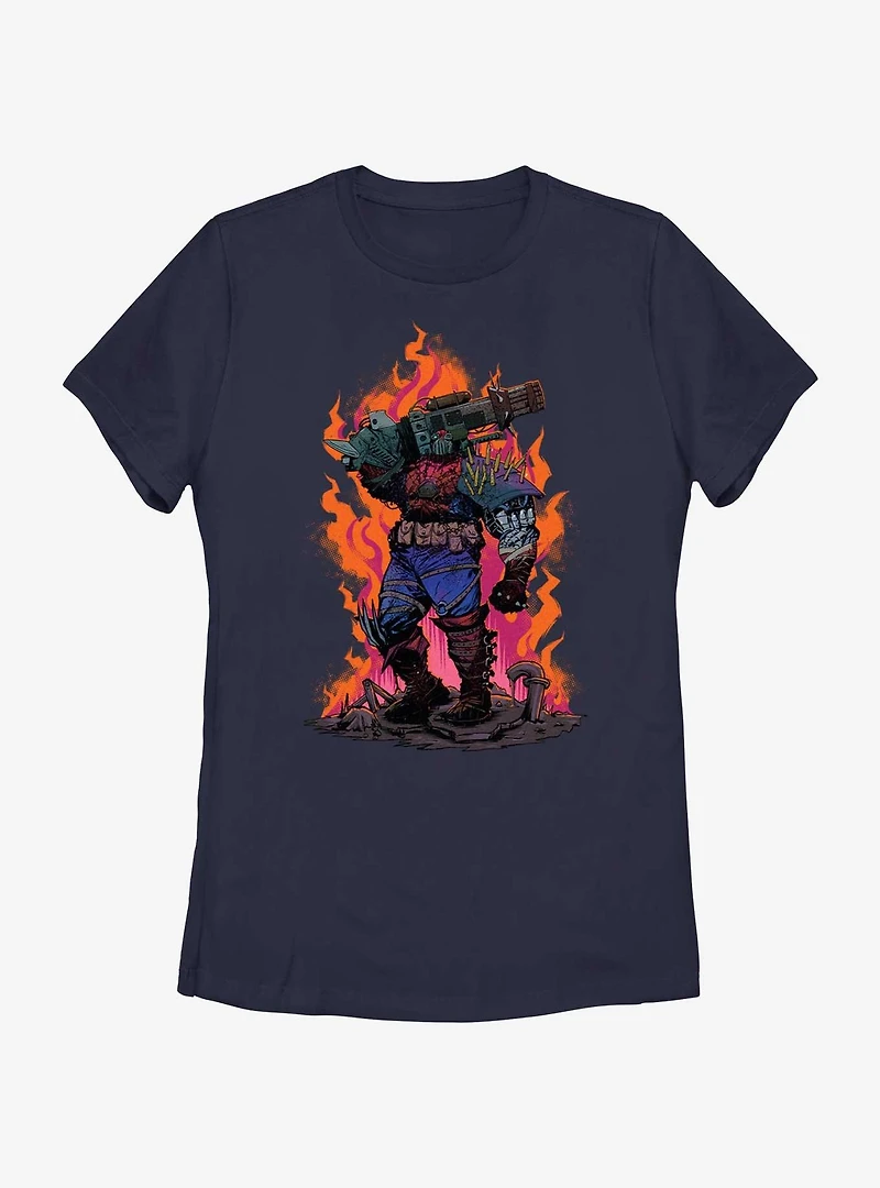 Marvel Spider-Man: Across The Spiderverse Cyborg Rising Flames Womens T-Shirt