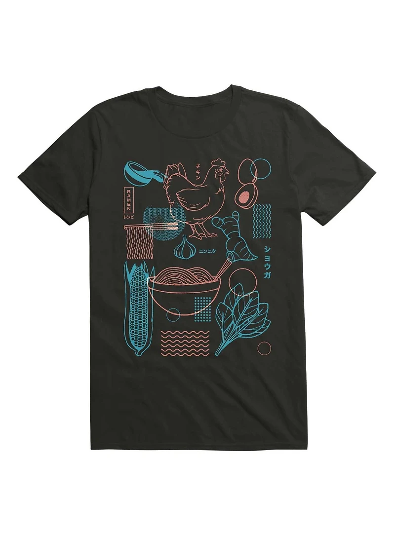 Ramen Recipe Japanese Design Blue T-Shirt