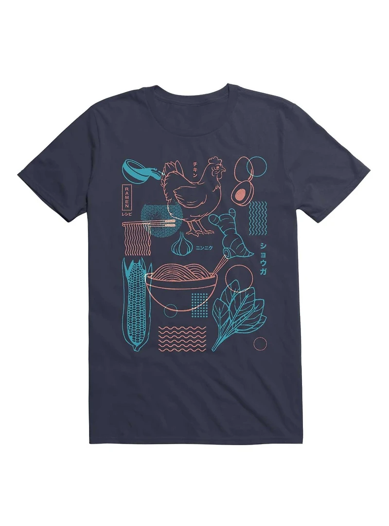 Ramen Recipe Japanese Design Blue T-Shirt