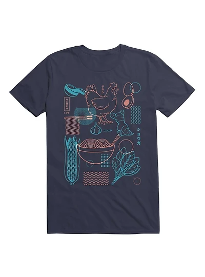 Ramen Recipe Japanese Design Blue T-Shirt