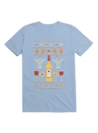 Wine Christmas Ugly Sweater Pattern T-Shirt
