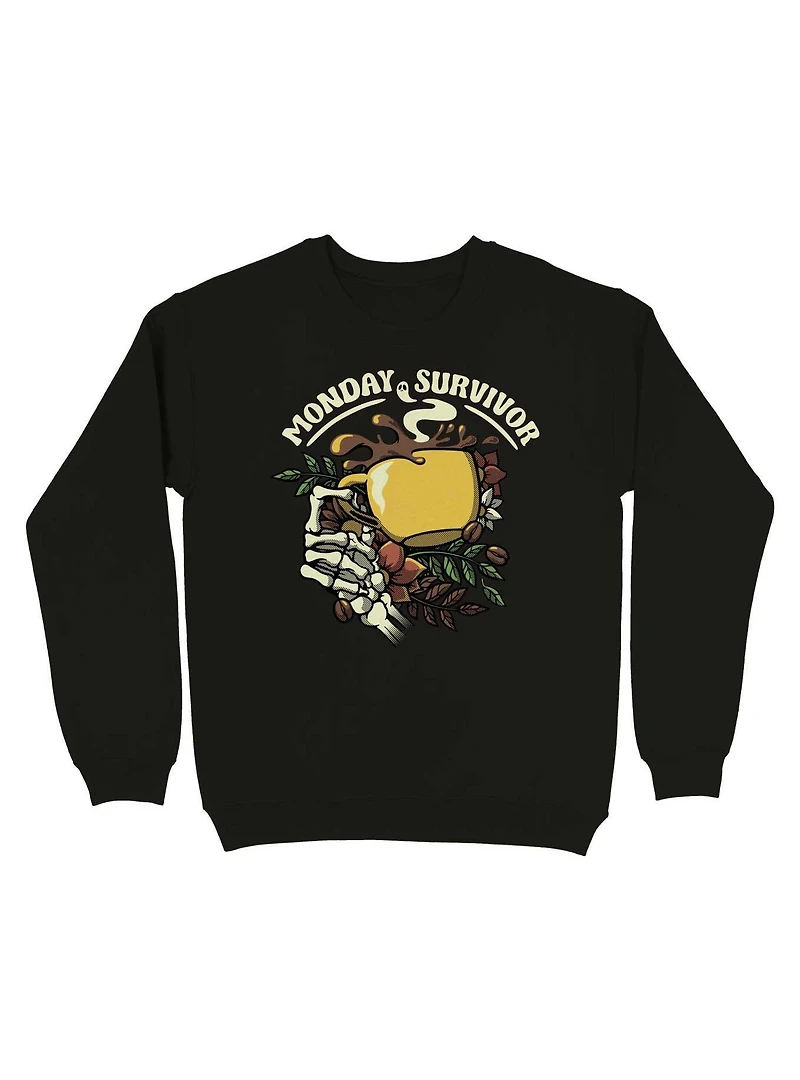 Monday Survivor Skeleton Hand Coffee Sweatshirt