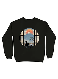 Coffee Cat In Mt. Fuji Sweatshirt