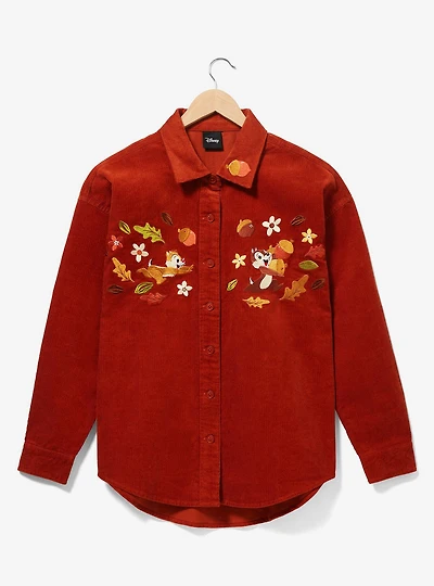 Disney Chip & Dale Fall Foliage Corduroy Women's Button-Up Top - BoxLunch Exclusive