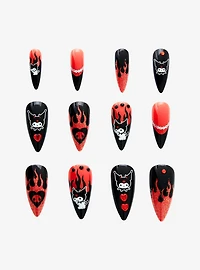 Kuromi Devil Flames Faux Nail Set