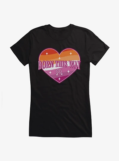 Pride Born This Way Lesbian Heart Girls T-Shirt