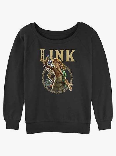 The Legend Of Zelda Tears Of The Kingdom Link Badge Girls Slouchy Sweatshirt