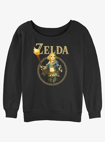 The Legend Of Zelda Tears Of The Kingdom Zelda Badge Girls Slouchy Sweatshirt