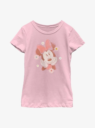 Disney Minnie Mouse Floral Frame Youth Girls T-Shirt
