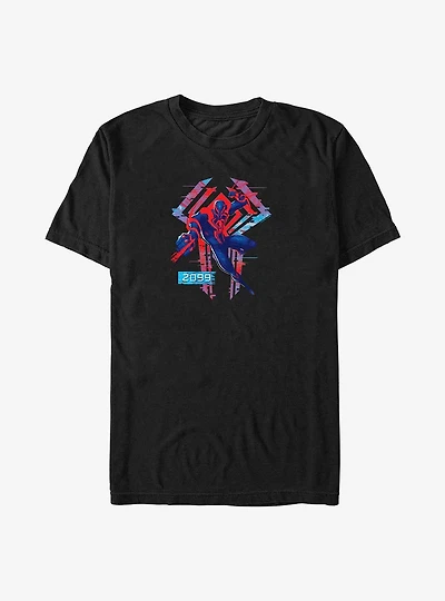 Marvel Spider-Man: Across The Spider-Verse Glitchy Miguel O'Hara 2099 Symbol Big & Tall T-Shirt