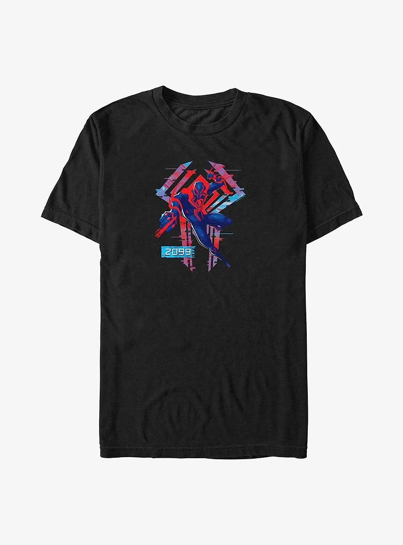 Marvel Spider-Man: Across The Spider-Verse Glitchy Miguel O'Hara 2099 Symbol Big & Tall T-Shirt
