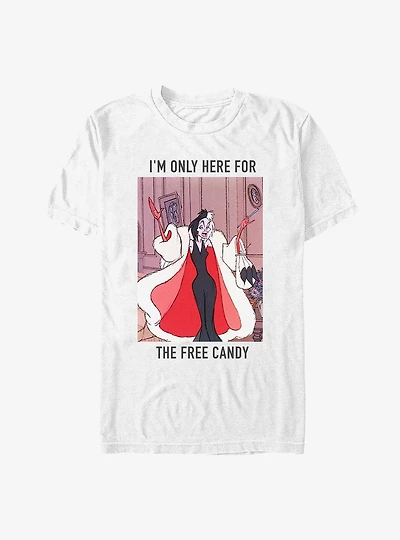 Disney 101 Dalmatians Cruella I'm Only Here For The Free Candy T-Shirt