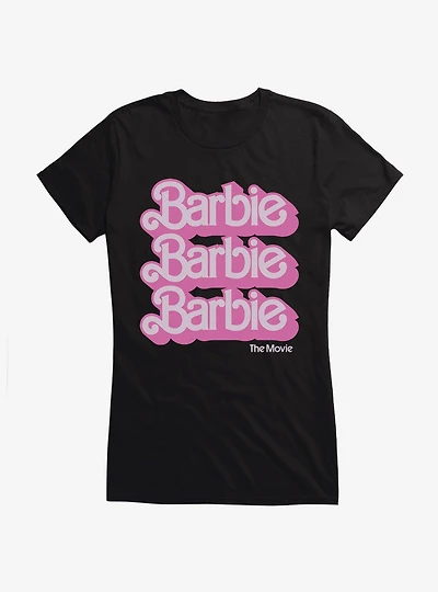 Barbie The Movie Text Stack Girls T-Shirt