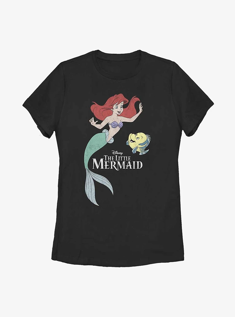 Disney The Little Mermaid Friends Ariel and Flounder Womens T-Shirt