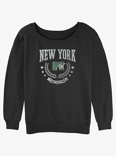 MTV New York Collegiate Logo Girls Slouchy Sweatshirt
