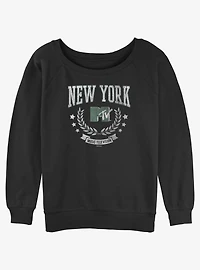 MTV New York Collegiate Logo Girls Slouchy Sweatshirt