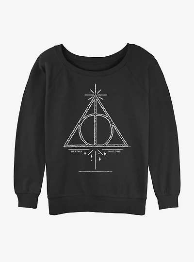 Harry Potter Deathly Hallows Logo Girls Slouchy Sweatshirt