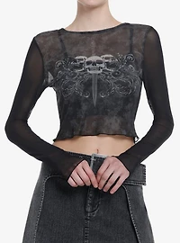 Social Collision Skulls & Dagger Twofer Girls Long-Sleeve Top