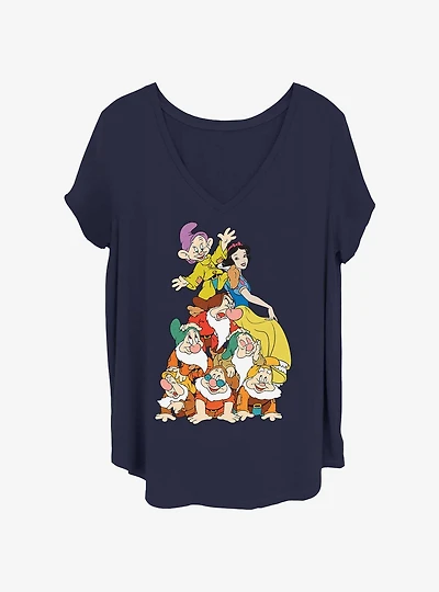 Disney Snow White and the Seven Dwarfs Squad Dwarf Stack Girls T-Shirt Plus Size