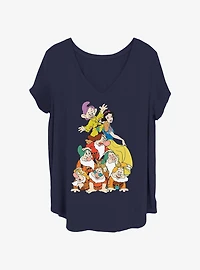 Disney Snow White and the Seven Dwarfs Squad Dwarf Stack Girls T-Shirt Plus Size