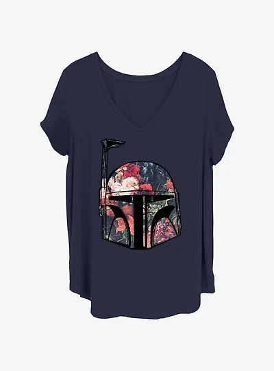 Star Wars Boba Fett Floral Helmet Girls T-Shirt Plus Size