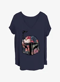Star Wars Boba Fett Floral Helmet Girls T-Shirt Plus Size