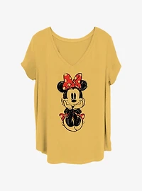 Disney Minnie Mouse Sitting Minnie Sketch Girls T-Shirt Plus Size