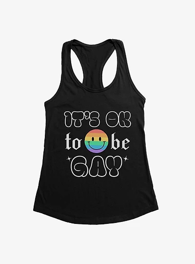 Pride It's Ok Smiley Rainbow Face Womens Tank Top