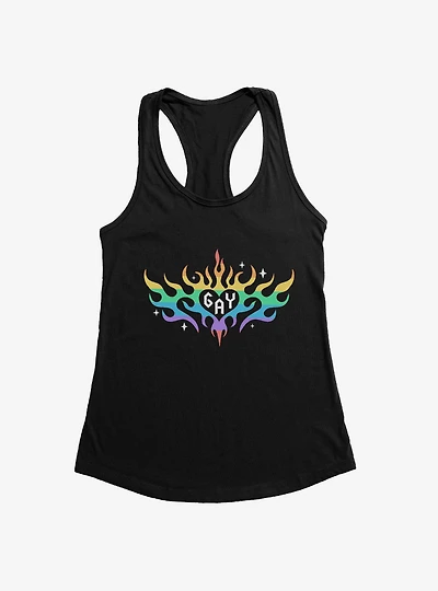 Pride Rainbow Flame Heart Womens Tank Top