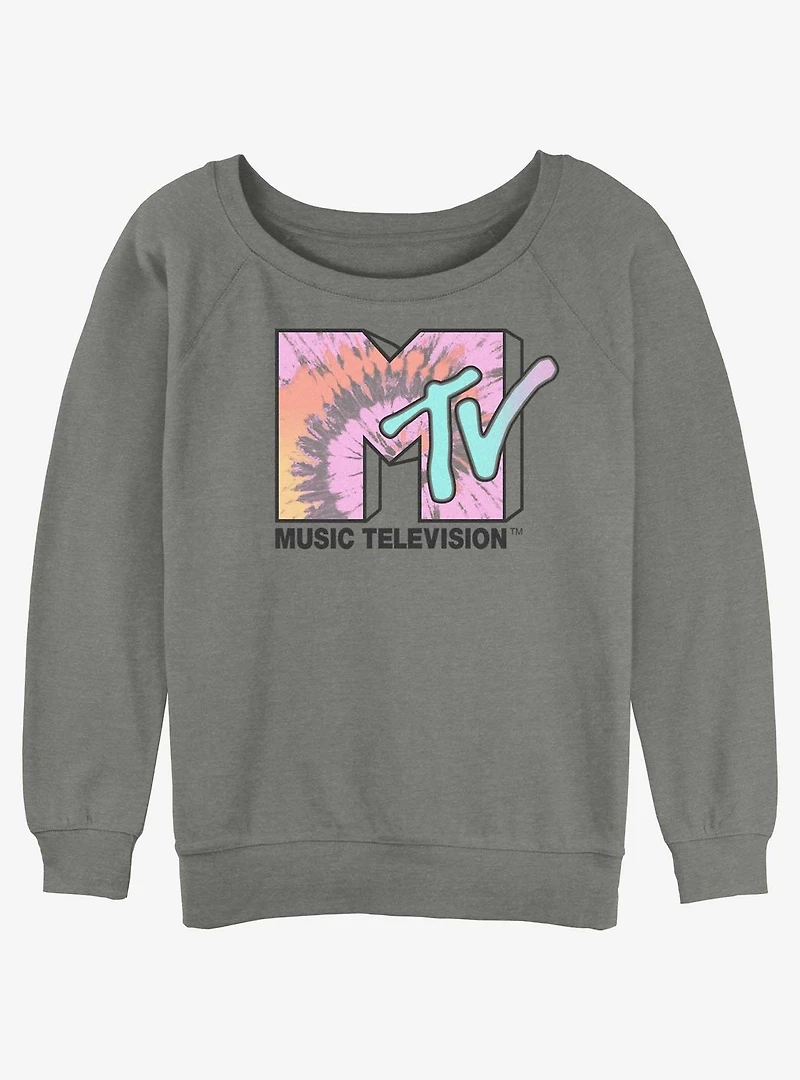 MTV Tie-Dye Logo Womens Slouchy Sweatshirt