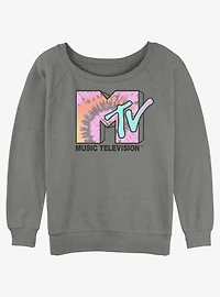MTV Tie-Dye Logo Womens Slouchy Sweatshirt