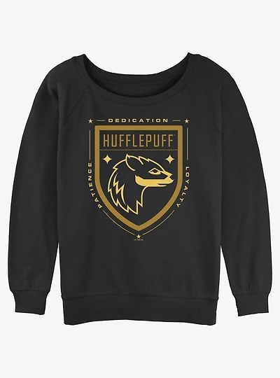 Harry Potter Hufflepuff Crest Womens Slouchy Sweatshirt