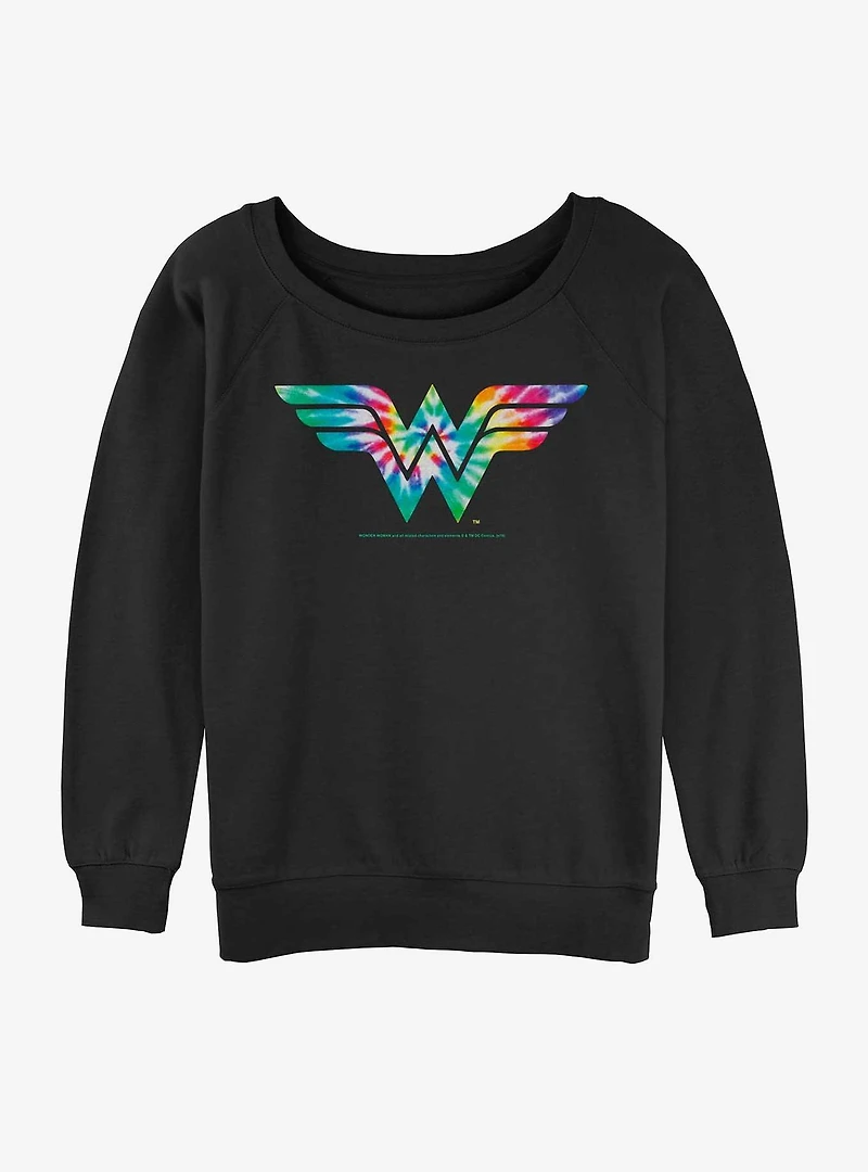 DC Comics Wonder Woman Tie-Dye Logo Womens Slouchy Sweatshirt