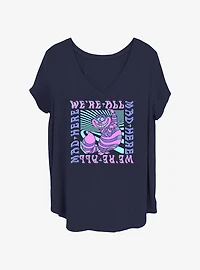 Disney Alice Wonderland Cheshire We're All Mad Here Womens T-Shirt Plus