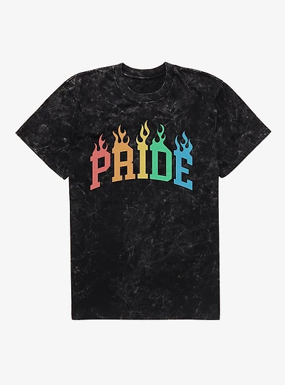 Pride Collegiate Pride Flames Mineral Wash T-Shirt