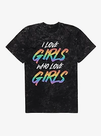 Pride I Love Girls Who Love Girls Mineral Wash T-Shirt