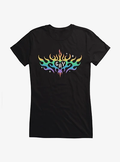 Pride Rainbow Flame Heart Girls T-Shirt