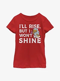 Garfield I'll Rise But I Won't Shine Youth Girl's T-Shirt