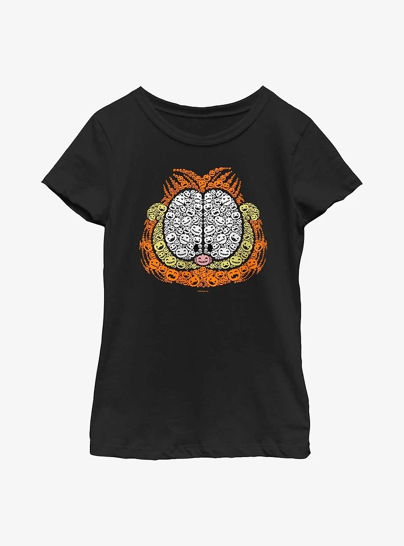 Garfield Pumpkin Face Fill Youth Girl's T-Shirt