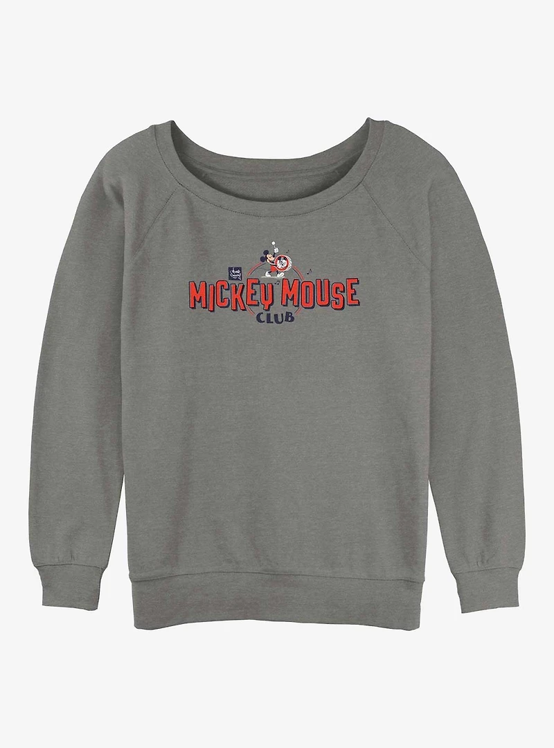 Disney100 Mickey Mouse Chest Womens Slouchy Sweatshirt