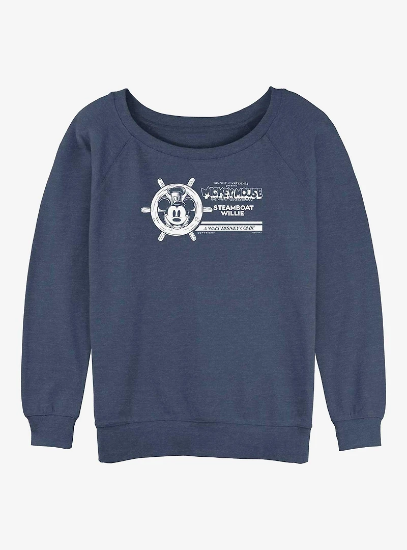 Disney100 Mickey Mouse Boat Womens Slouchy Sweatshirt