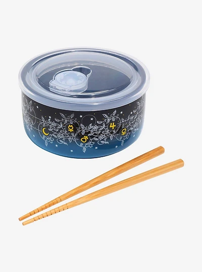 Sailor Moon Blue Floral Food Storage Bowl with Lid and Chopsticks