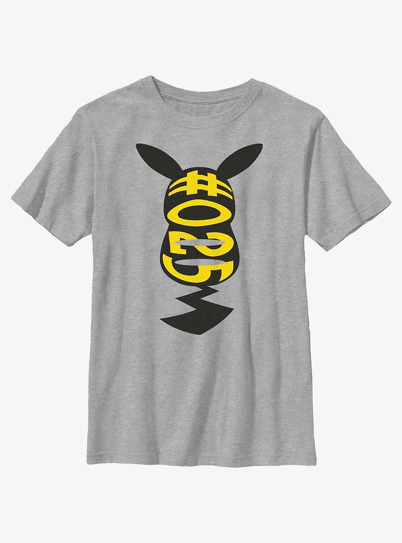 Pokemon Hashtag 025 Pikachu Silhouette Youth T-Shirt