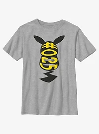 Pokemon Hashtag 025 Pikachu Silhouette Youth T-Shirt