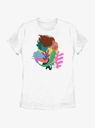 Disney The Little Mermaid Live Action Ariel With Flounder Womens T-Shirt