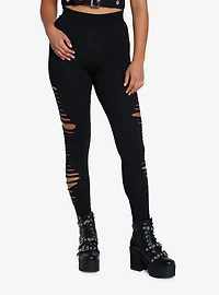 Black Side Shredded Leggings
