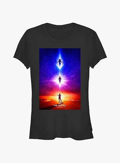 Marvel The Marvels Carol Danvers Kamala Khan and Monica Rambeau Superhero Poster Girls T-Shirt